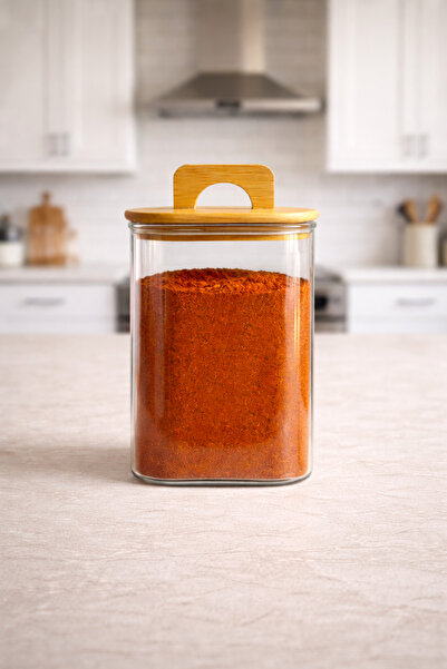 Kitchen Way Borosilicate 1200ml Square Jar with Bamboo Gasket Lid Kw-780