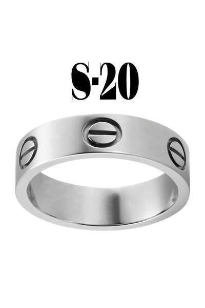 Tuncel Store خاتم كارتييه مسطح لون فضي مقاس 20