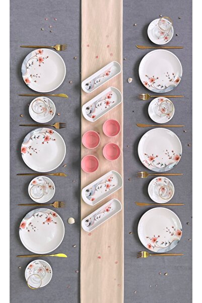 Erbaşlar Rose Pınk Lüx Rölyefli 20 Parça 6 Kişilik Kahvaltı Takımı Seti