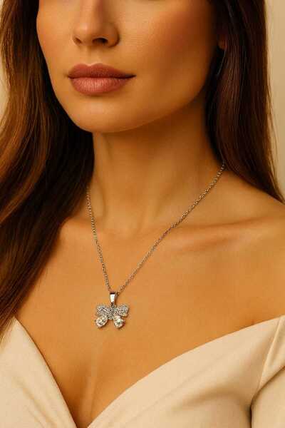 Tuncel Store قلادة فضية اللون على شكل سلسلة من الفولاذ Sf - 3658