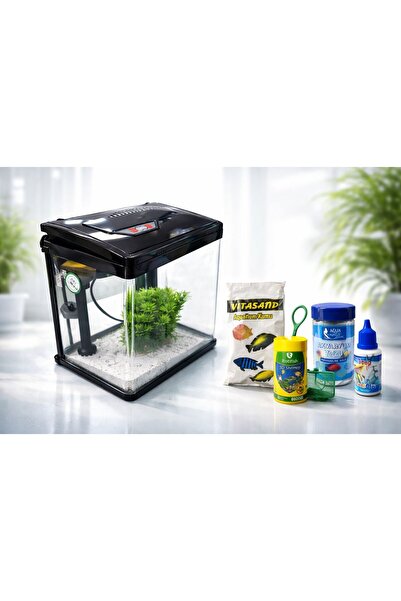 MACRO SİYAH RENK İTHAL AKVARYUM 29*18*34 FİLTRE+IŞIK+BASLANGIC SET HEDİYELİ