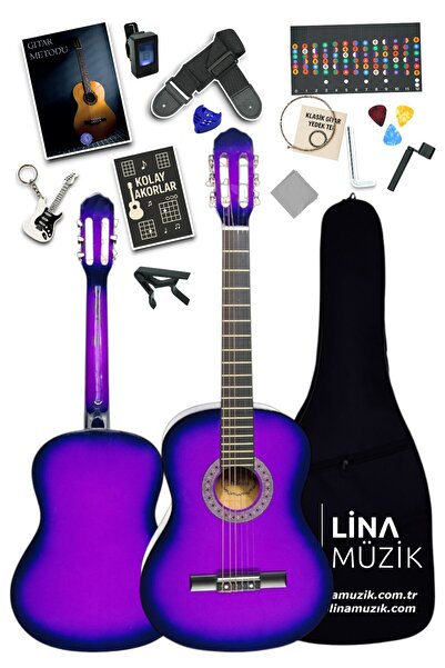 Furia CG-3602PR Klasik Gitar 3/4 – Sap Ayarlı Full Set (Mor Siyah)