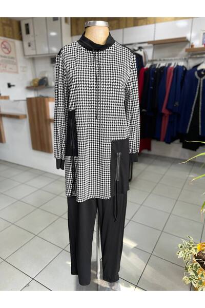 RED SHE Kaz Ayak Desenli Tunik Pantolon Takım