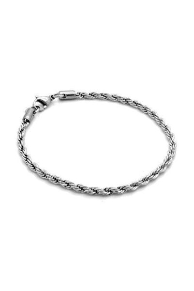 NKIE JEWELS Thin Twisted Men's Alloy Bracelet Silver Color