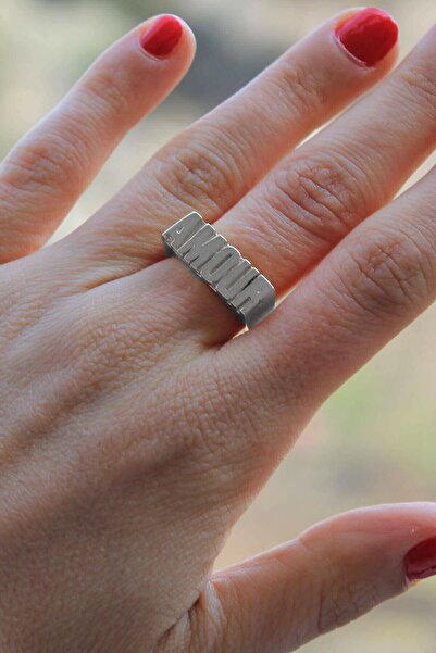 NKIE JEWELS خاتم نسائي مكتوب عليه أمور فضية اللون قابل للتعديل