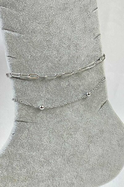 NKIE JEWELS خلخال فضي اللون بسلسلة كروية من الفولاذ - 3262