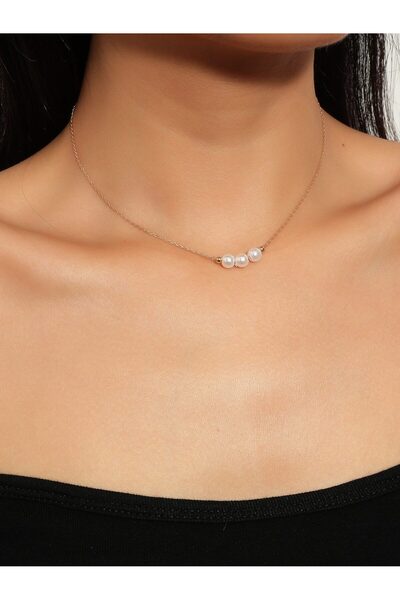 Tuncel Store قلادة دوريكالا مستديرة باللون الذهبي مع 3 لؤلؤ