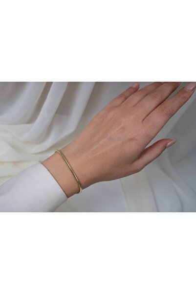 ATELİER TUĞBA Blk184 Gold Color Snake Chain Bracelet (17 cm + 4 cm Extension)