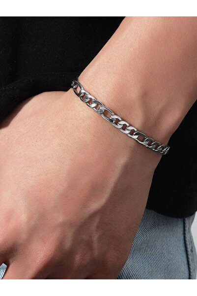 NKIE JEWELS Silver Color Şavin Eyelet Unisex Men's Steel Bracelet - 3010