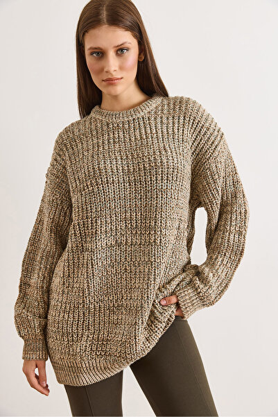 Olalook Women's Mint Green Crew Neck Slouchy Knit Sweater Kzk-19001121