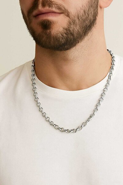 NKIE JEWELS سلسلة موديل دوك فضية اللون 55 سم. قلادة ستيل للجنسين - 3344