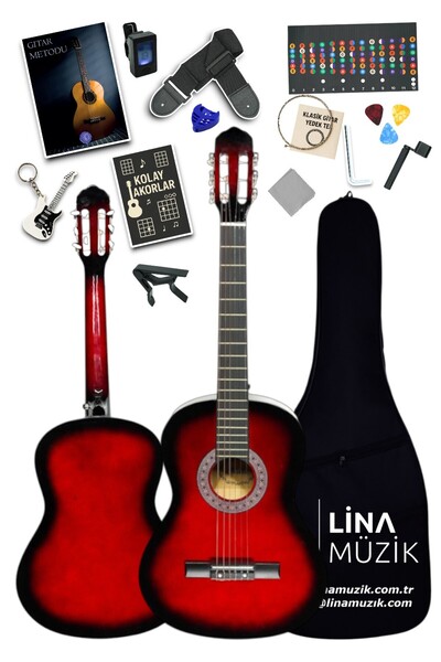 Furia CG-3602RDS Klasik Gitar 3/4 – Sap Ayarlı Full Set (Kırmızı Siyah)