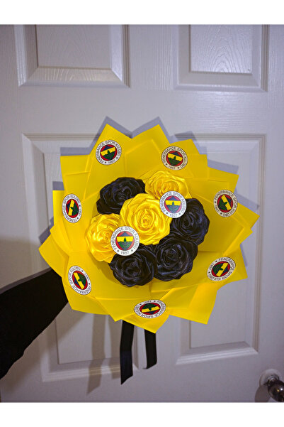 Floweroloji Fenerbahçe Temalı Solmayan Gül Buketi ( sarı ambalaj tasarımı)