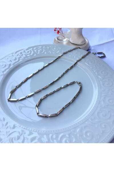 NKIE JEWELS سلسلة من الفولاذ المقاوم للصدأ والتيتانيوم بلون فضي للجنسين، مجمو...