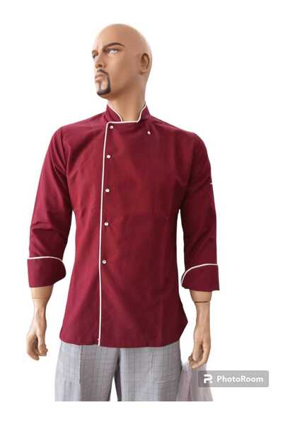 PERSONELİTY Bordo White Bibed Cook's Jacket