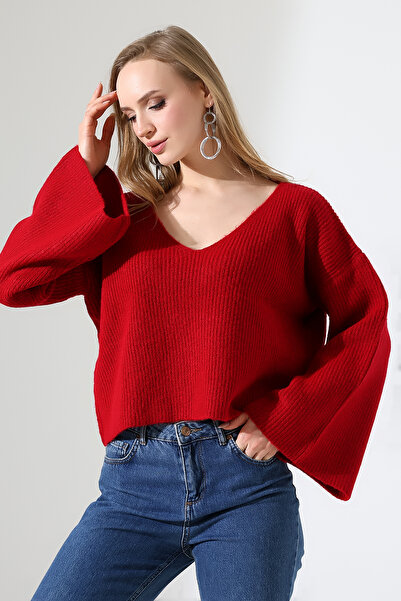 Devinka Women's Spanish Sleeve V-Neck Casual Knitwear Sweater