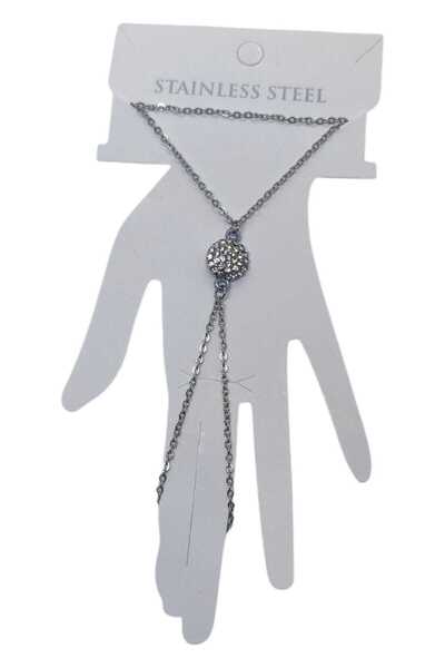 NKIE JEWELS Silver Color White Stone Round Steel Shahmeran - 3555