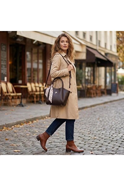 Nas Bag Дамска чанта за ръка и рамо Coffee Lopez