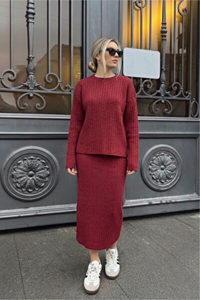 eyyebelle Women's Interlock Fabric Blouse Skirt Set