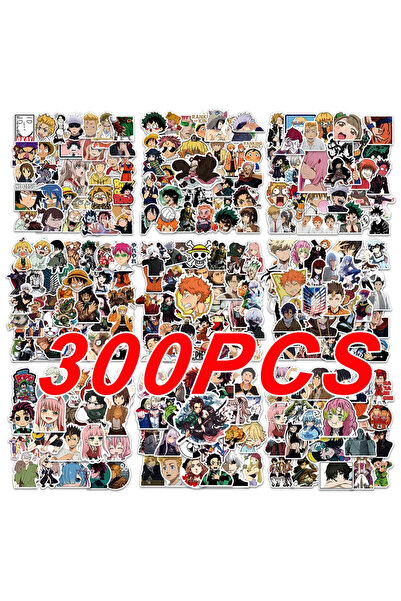 BANDAI 300 قطعة من ملصقات أنمي متنوعة، ون بيس للأطفال، جوجوتسو كايسن، دراغون ...