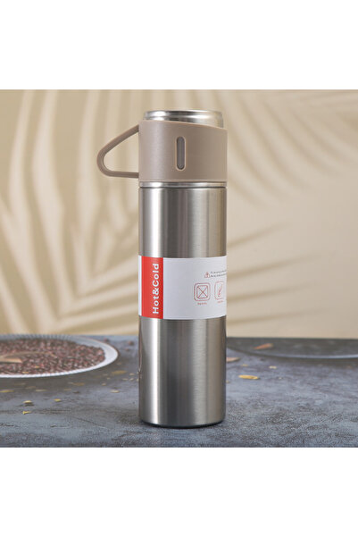 Choice طقم هدايا ترمس فضي فردي سعة 500 مل، مصنوع من الفولاذ المقاوم للصدأ، مز...