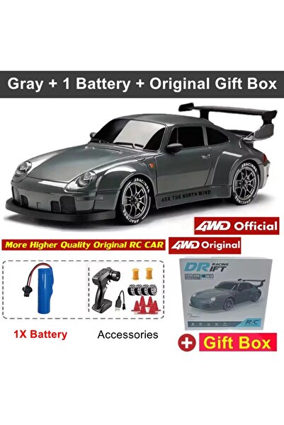 Choice سيارة دريفت جديدة تعمل بالتحكم عن بعد رباعية الدفع، رمادية اللون، علبة...