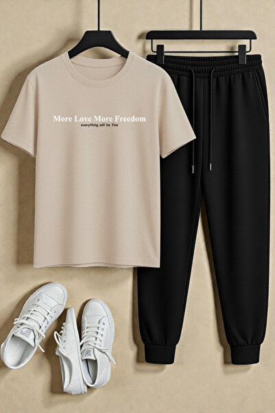 uyguntarz Unisex More Love More Freedom Design Printed T-Shirt - 2-Piece Trac...