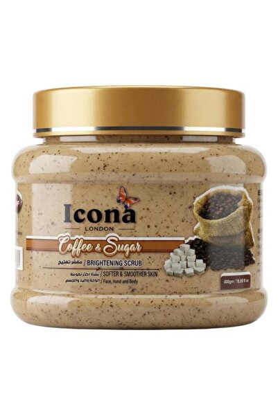 F05 مقشر القهوة والسكر لتفتيح البشرة للوجه والجسم من إيكونا - 500 غرام