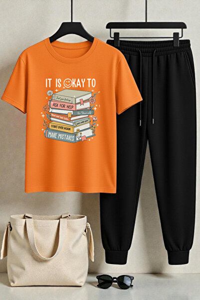 uyguntarz Unisex Its Okay to Design Printed T-Shirt - 2-Piece Tracksuit Set