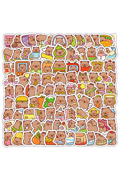 BANDAI 100PCS 100Pcs Cartoon Cute Capybara Stickers PVC Aesthetic Kapibala Gr...