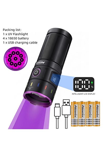 Choice مصباح يدوي LED بالأشعة فوق البنفسجية بقوة 200 واط وطول موجي 365 نانومت...