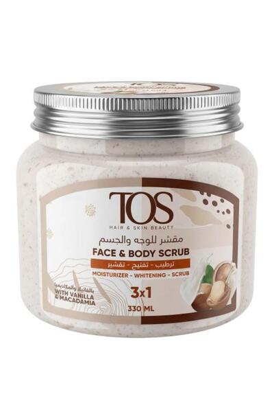 TOS مقشر للجسم والوجه برائحة الفانيليا والمكاديميا - 330 مل