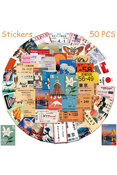 Choice ٥٠ قطعة من ملصقات ثقافة السفر اليابانية للهواتف المحمولة، وأجهزة الكمب...