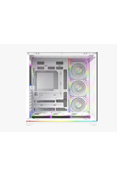 Strong Balerion 7x 120 mm Fanlı ARGB Kumandalı Ledli ATX Akvaryum Beyaz Bilgisayar Kasası Powersız
