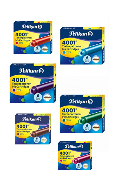 Pelikan Dolma Kalem Kartuşu 6 Farklı Renk ( 6 PAKET )