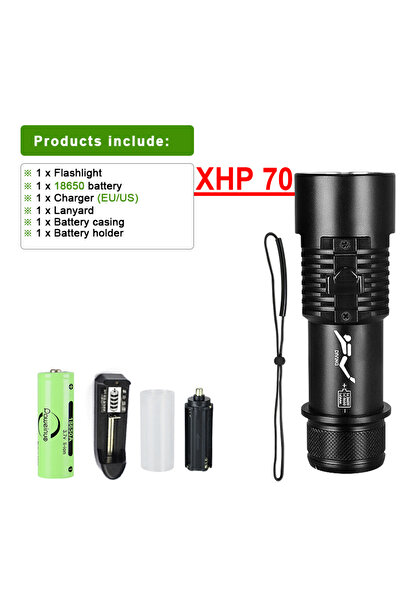 Choice HQ306-18650 Diving flashlight charging strong light XHP70 focus long f...