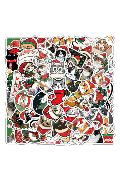 Choice 50 قطعة من ملصقات قطط عيد الميلاد اللطيفة، لتزيين الهواتف، وأجهزة الكم...