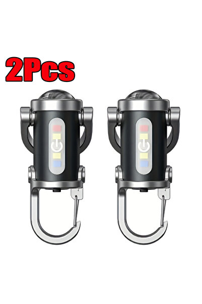 Choice 2PCS Powerful Mini COB LED Keychain Flashlight USB Rechargeable Hangin...