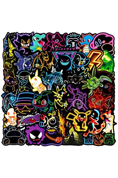 Choice 50 قطعة من ملصقات بوكيمون نيون أنمي، ملصقات بيكاتشو الكرتونية، مقاومة ...