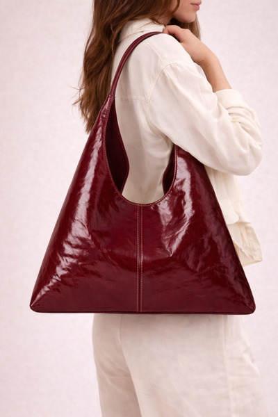HBS Gloss Hobo Patent Leather Shoulder Bag