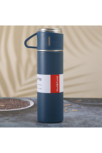 Choice طقم هدايا ترمس أزرق فردي سعة 500 مل مصنوع من الفولاذ المقاوم للصدأ، بت...