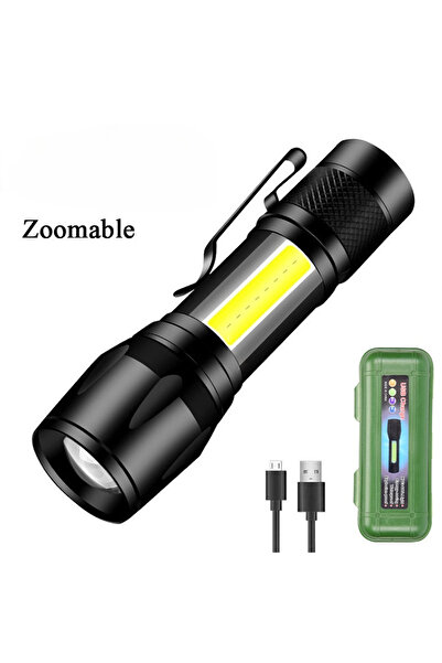 Choice مصباح يدوي LED عالي الطاقة مع علبة، قابل لإعادة الشحن عبر منفذ USB، مز...