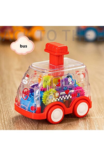 Choice Red Baby Toy Cartoon Press Gear Car Toy Lnertia Pull-back Transparent ...