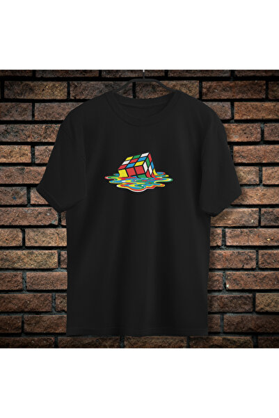 CXO Craft Men's T-Shirt with Embroidery, Rubik's Cube, Cotton