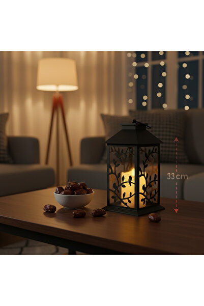 co arma Large LED lantern, 32 cm tall, suitable for Ramadan atmosphere, opera...