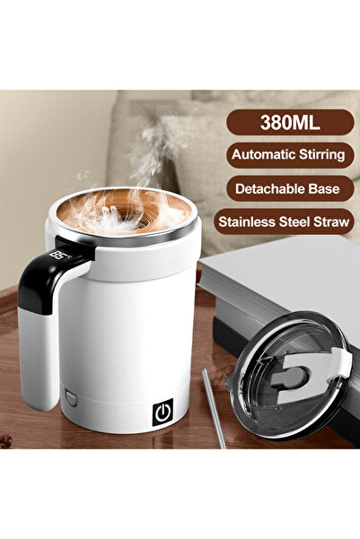 Choice 380ML WHITE Automatic Stirring Coffee Cup Rechargeable Electric Stirri...