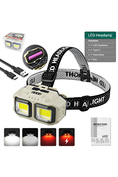 Choice WHITE 1000LM Super Bright Headlamp 1000LM USB C Rechargeable Mining Sa...