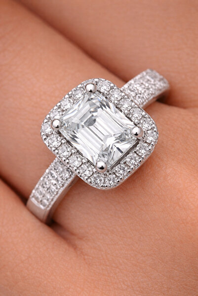 OSMANLI GÜMÜŞ Kadın Gümüş Yüzük - Baget Kesim Model Zirkon Taşlı Gümüş Yüzük