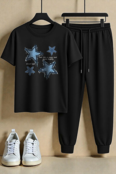 uyguntarz Unisex Eternal Light Design Printed T-Shirt - 2-Piece Tracksuit Set