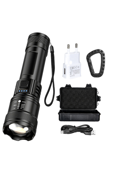 Choice مجموعة من مصباح يدوي فائق السطوع قابل لإعادة الشحن عبر منفذ USB، مزود ...